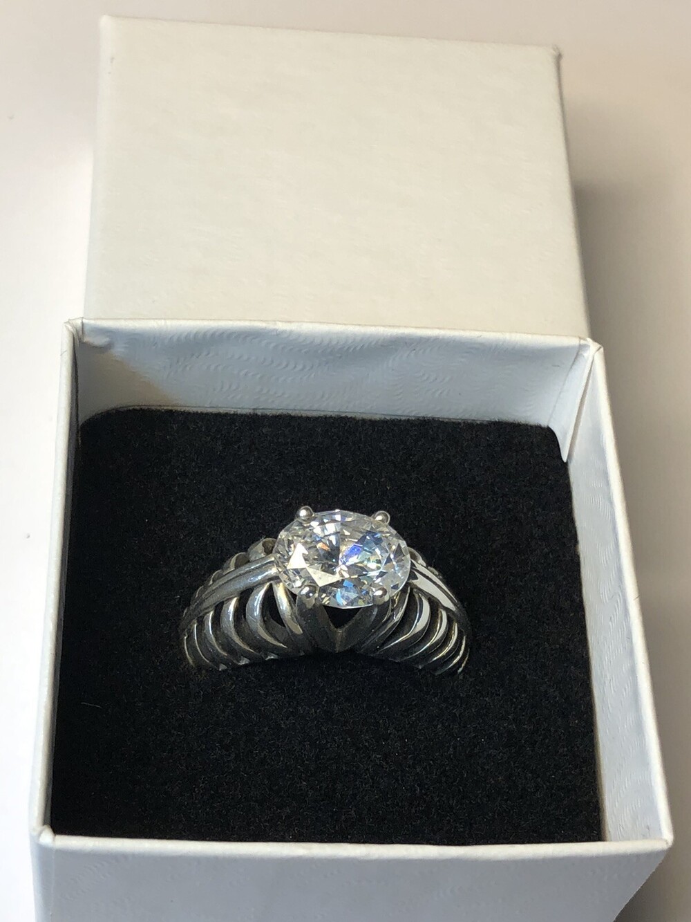 Vintage Kabana Sterling Silver DQCZ Diamonique Ring Size 8.75 Cubic Zirconia